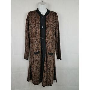 Exclusively Misook coat/jacket Black Brown M Brick design Velvet Trim Pockets